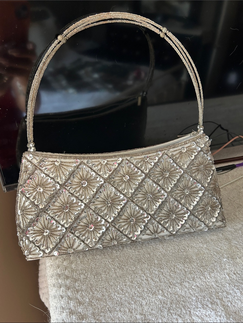 Silver Embellished Women’s Evening Bag